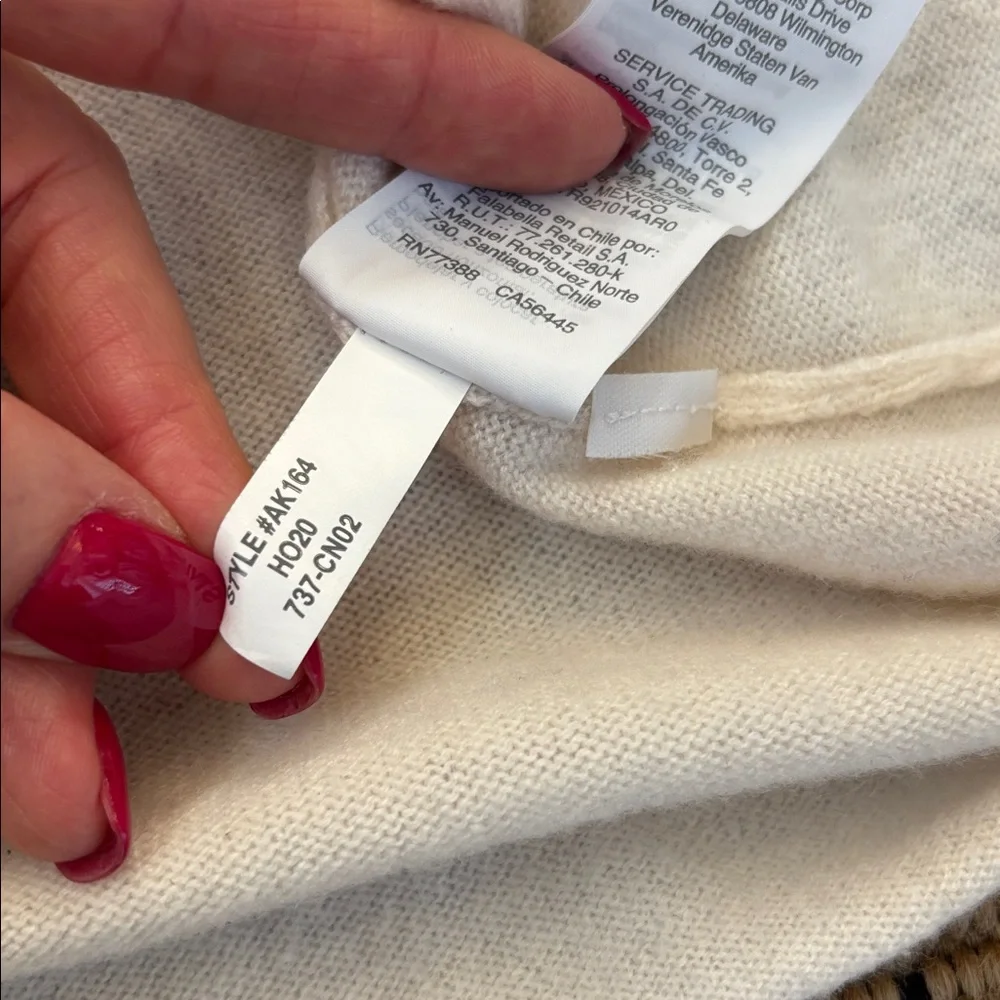 J. Crew Ivory Cashmere Tee Shirt
